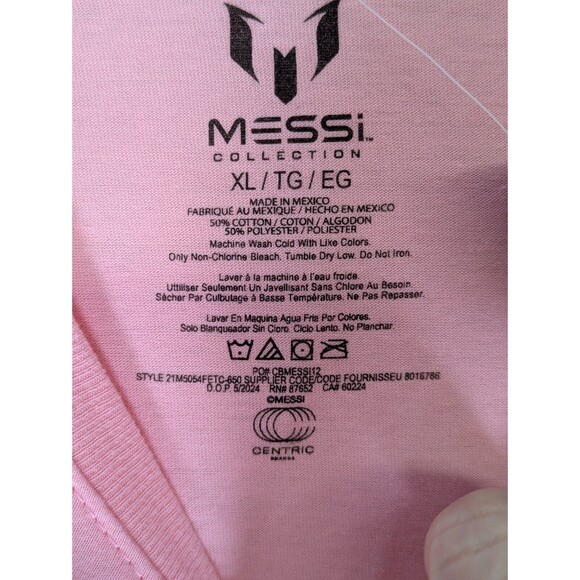 Messi Collection Boys Big Logo Graphic T Shirt Short Sleeve Pink Size XL Unisex - Picture 5 of 7